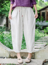 Ramie Cotton Solid Harem Pants